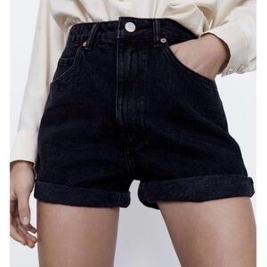 ZARA Black Denim Shorts Size 4